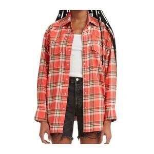 Levi’s Womens's Dylan Relaxed Fit Western Plaid Flannel Shirt Size Small New‎